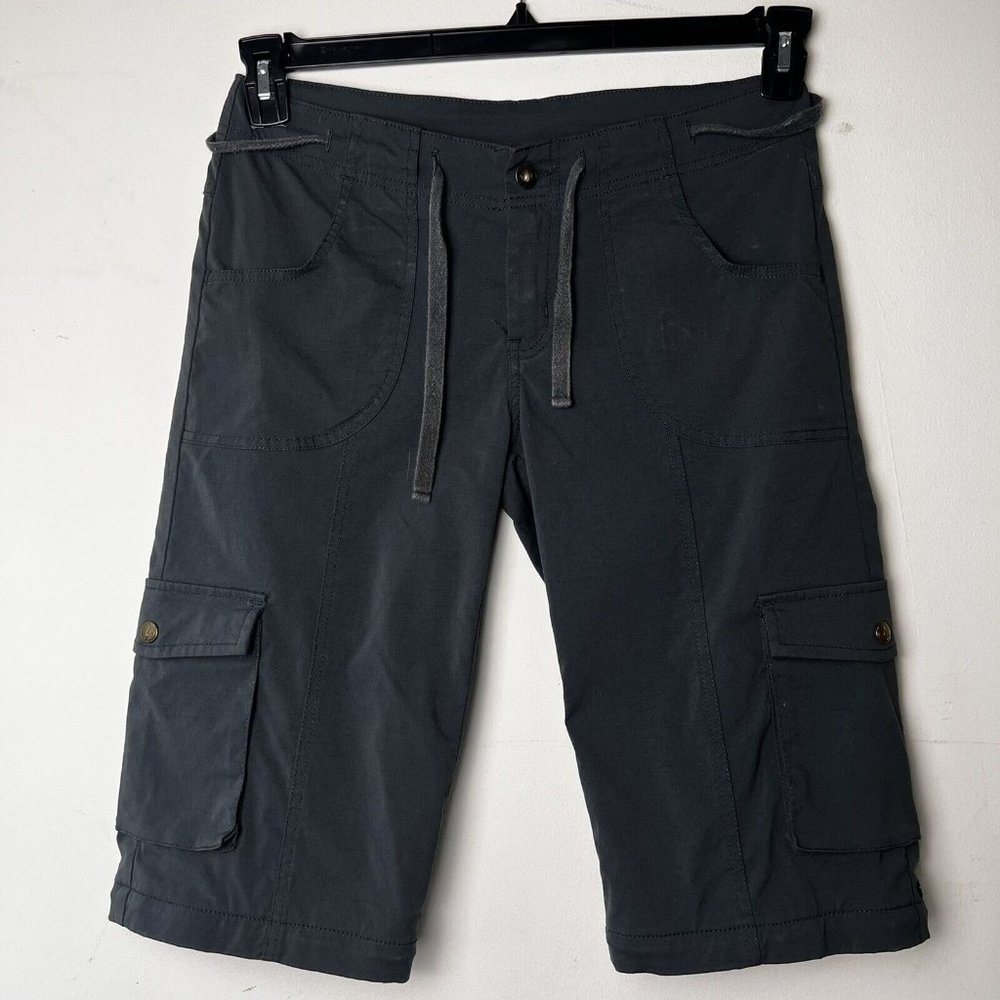 PrAna  Women 8 Gray Breathe Capri Convertible Leg Hiking Stretch Just The Short